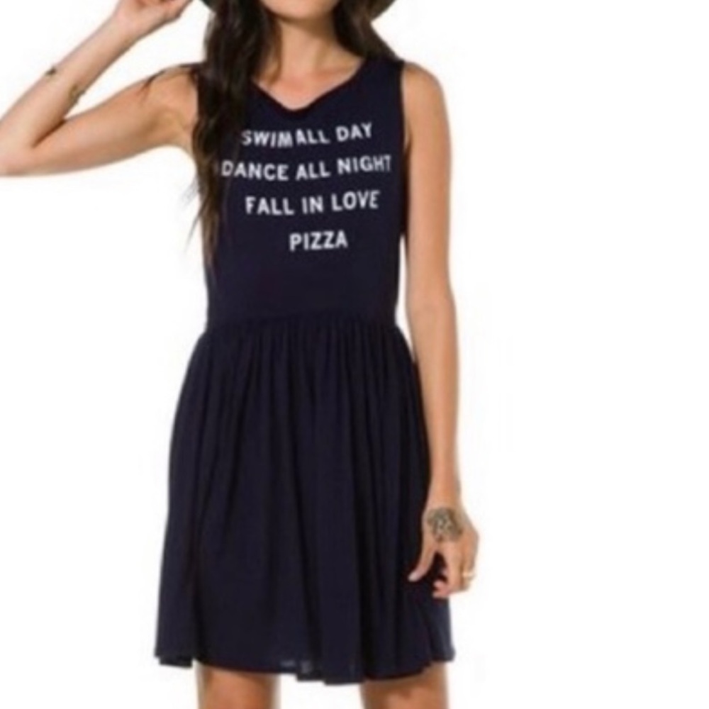 Wildfox Couture Pizza Party 90's Baby Doll Dress Blue‎ size Small